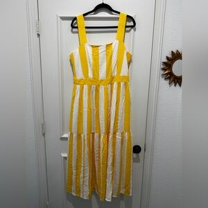 Ann Taylor Yellow and White Midi Dress